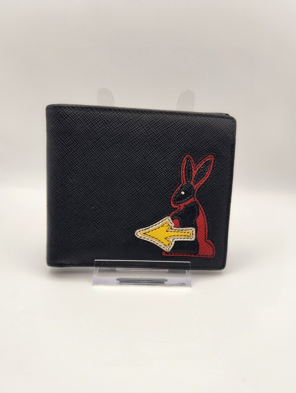 Prada Saffiano Leather Rabbit Bifold Wallet - Black
